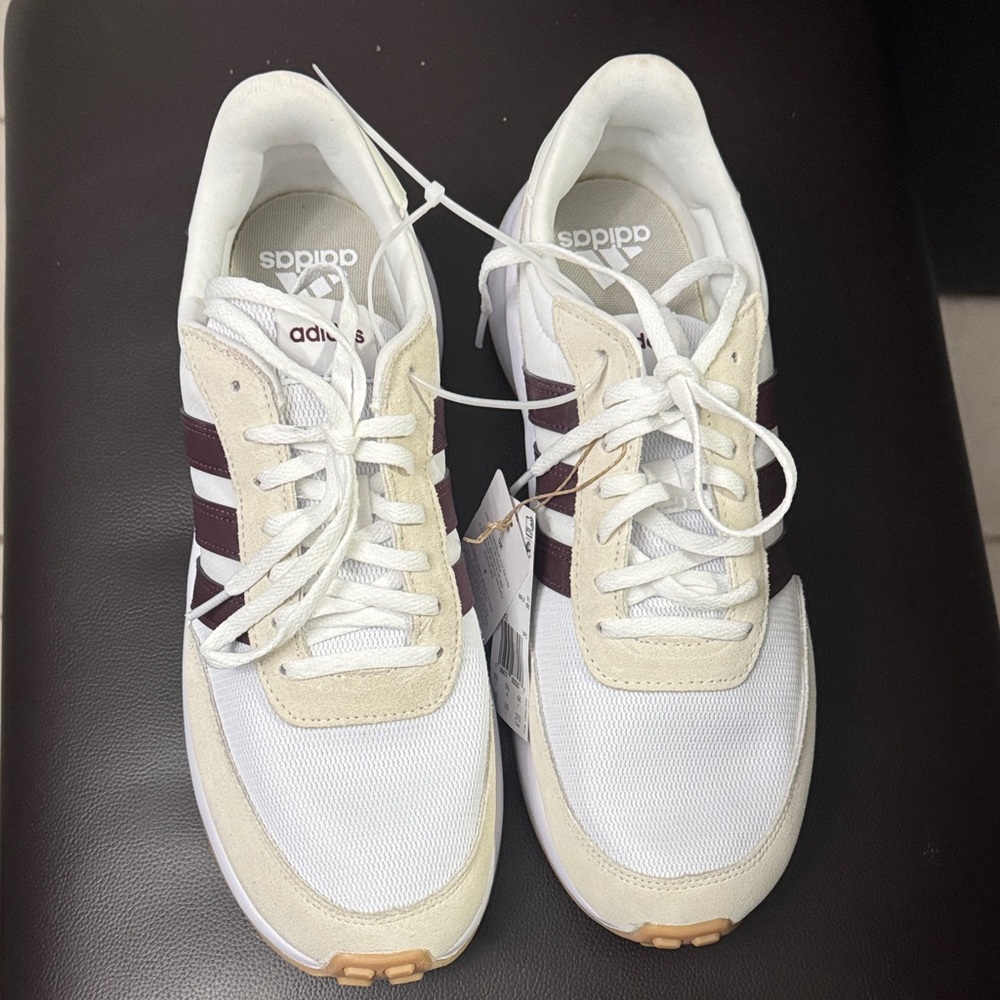 BNWT- Adidas  Man Run 70s / White and Maroon Athletic Shoes/ US-10,UK-91/2